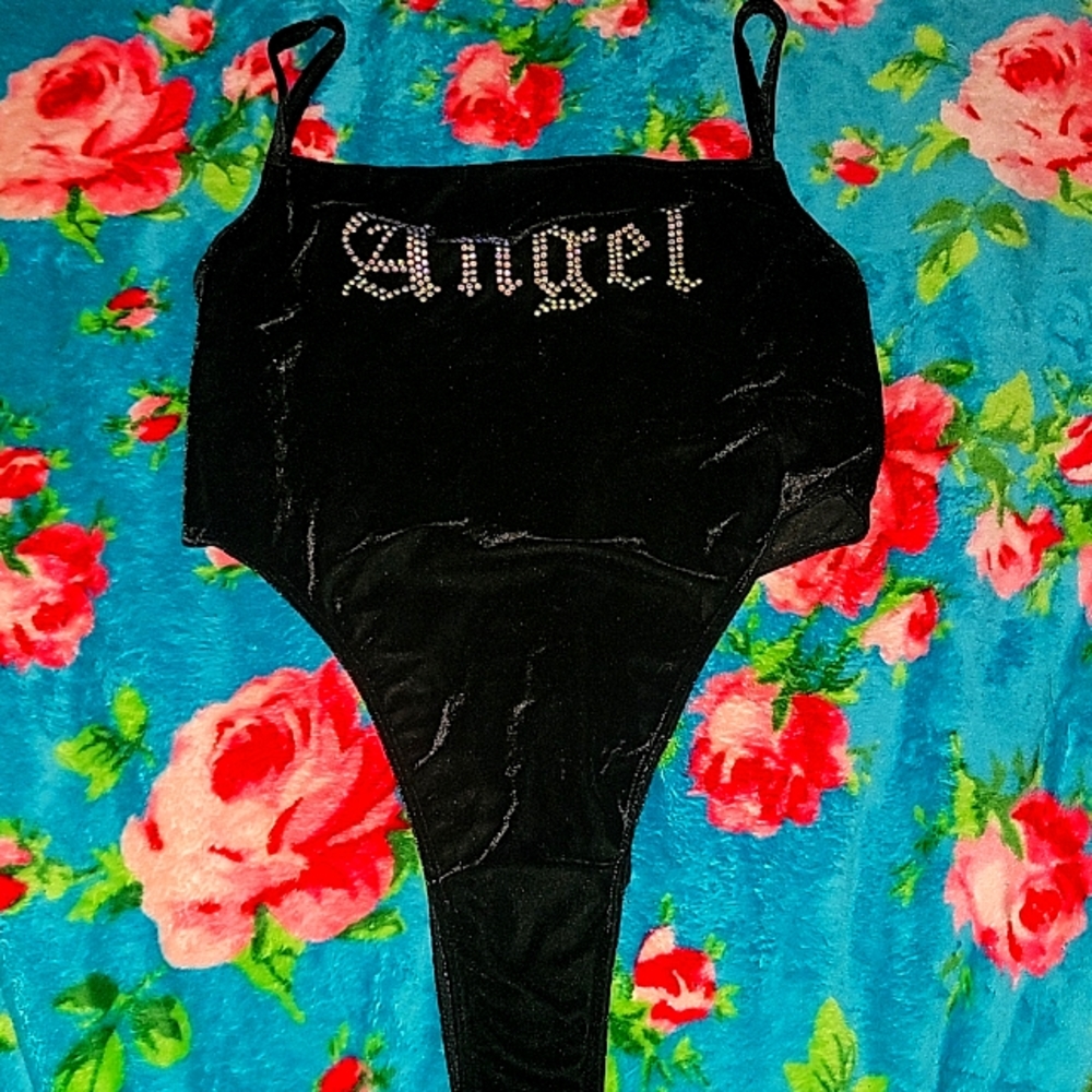 Velvet Rhinstone ANGEL Bodysuit NWT